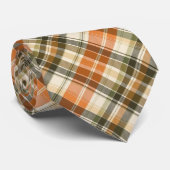 Cravate Plaid orange, vert et crème (Roulé)
