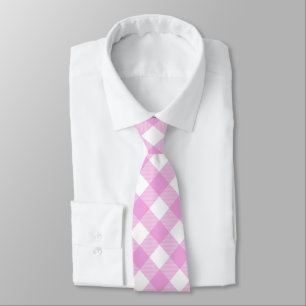 Cravate Plaid pastel rose et blanc