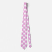 Cravate Plaid pastel rose et blanc (Devant)