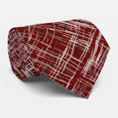 Cravate Plaid Red Burgundy Moderne Aquarelle Gris Diagonal (Roulé)