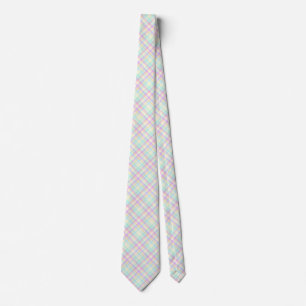 Cravate Plaid rose et jaune pastel