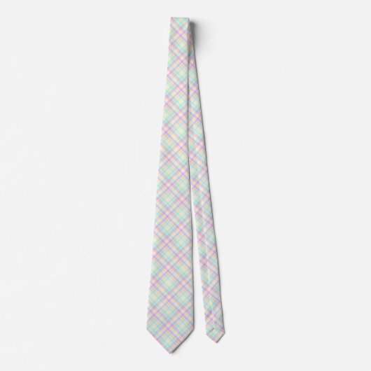 Cravate Plaid rose et jaune pastel (Devant)