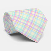 Cravate Plaid rose et jaune pastel (Roulé)