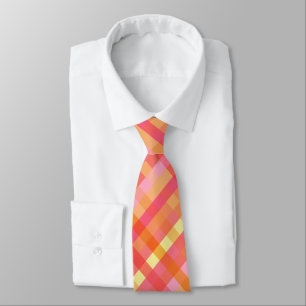 Cravate Plaid rose et orange