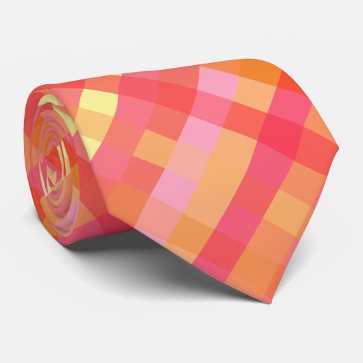 Cravate Plaid rose et orange (Roulé)