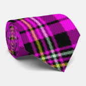 Cravate plaid rose jaune noir et blanc (Roulé)