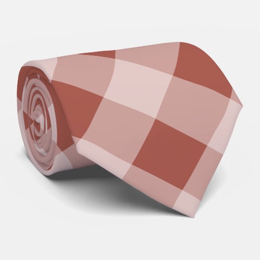 Cravate Plaid Rustique Buffalo - Simple Rouge Doux (Roulé)