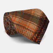 Cravate Plaid Scottish tartan brown orange black classic (Roulé)