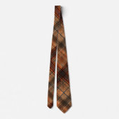 Cravate Plaid Scottish tartan brown orange black classic (Dos)