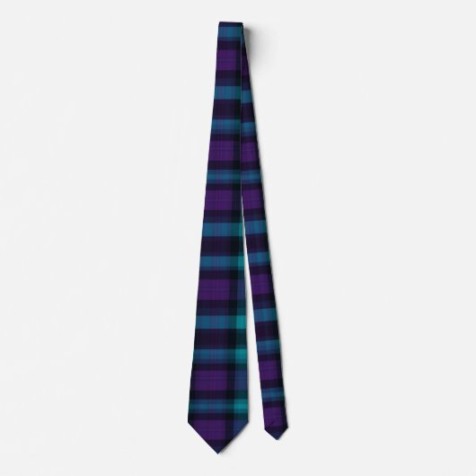 Cravate Plaid turquoise et violet (Devant)