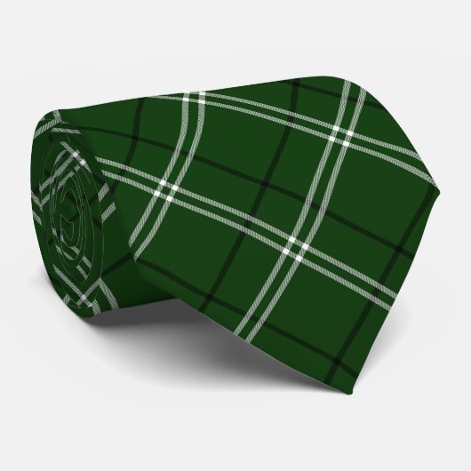 Cravate Plaid vert blanc et noir élégant (Roulé)
