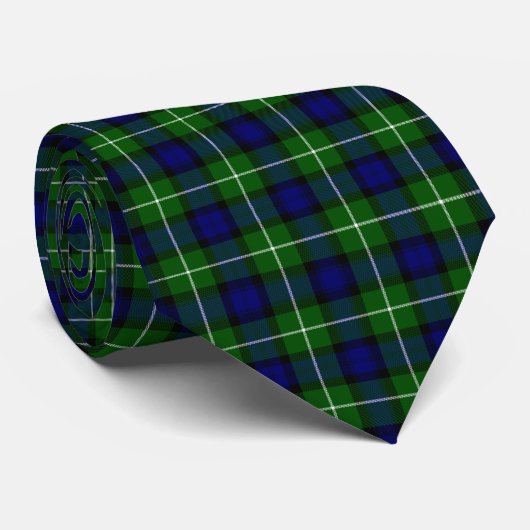 Cravate Plaid vert bleu Lamont tartan (Roulé)