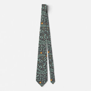 Cravate Plantes de fleurs vertes Motif.x4 D Gris BG