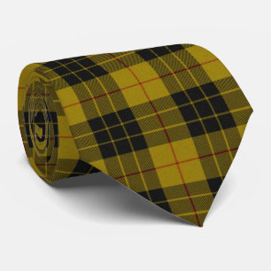 Cravate Plaque noire jaune tartan MacLeod