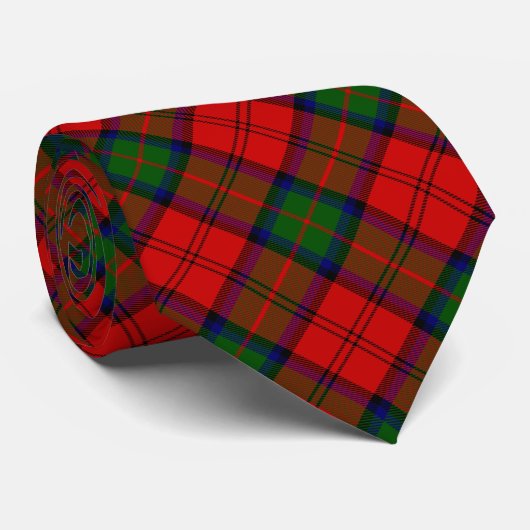 Cravate Plaque vert rouge tartan MacDuff (Roulé)