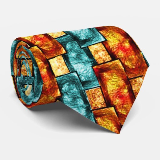 Cravate Plaques rectangulaires sculptées et tachées, orang (Roulé)