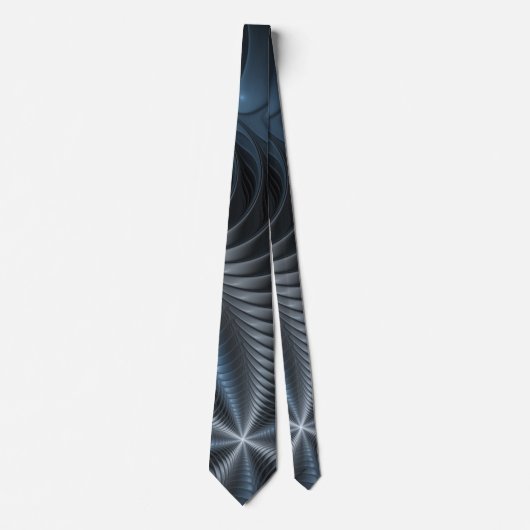 Cravate Plastique bleu gris 3D Fractal Art moderne Abstrai (Devant)