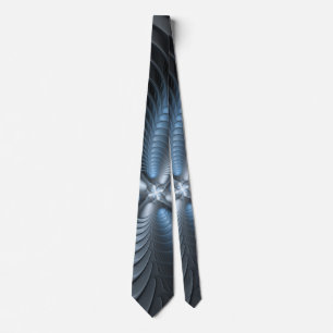 Cravate Plastique bleu gris 3D Fractal Art moderne Abstrai