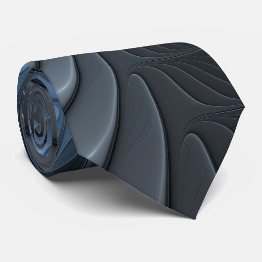Cravate Plastique bleu gris 3D Fractal Art moderne Abstrai (Roulé)