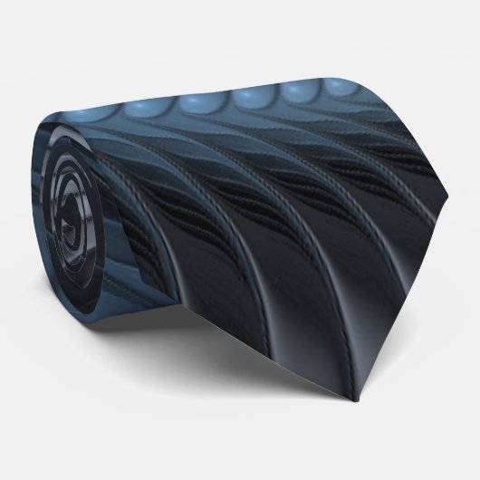 Cravate Plastique bleu gris 3D Fractal Art moderne Abstrai (Roulé)