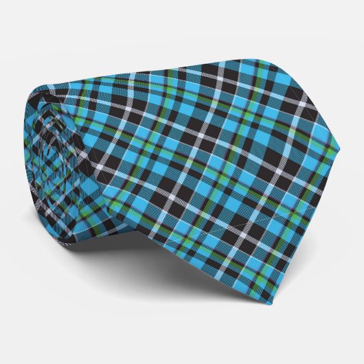 Cravate plat classique bleu Tartan (Roulé)