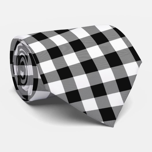 Cravate Plat noir blanc   (Roulé)