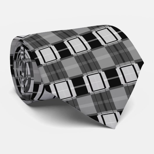 Cravate Plat noir blanc (Roulé)