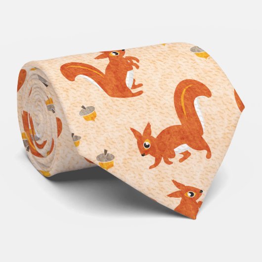 Cravate Playful Squabels and Acorns Nature Lover (Roulé)