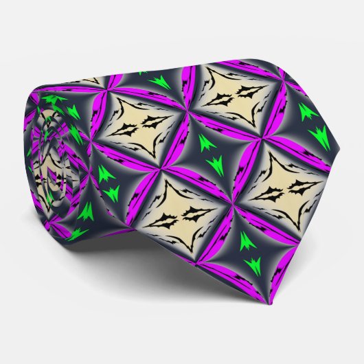 Cravate Pleine lune d'Halloween chauve violet Motif vert (Roulé)