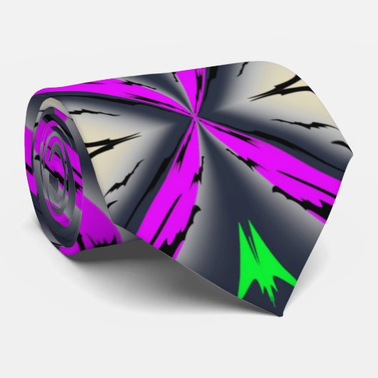 Cravate Pleine lune d'Halloween chauve violet Motif vert (Roulé)