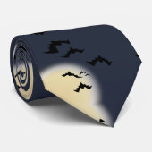 Cravate Pleine lune Halloween avec chauves-souris (Roulé)