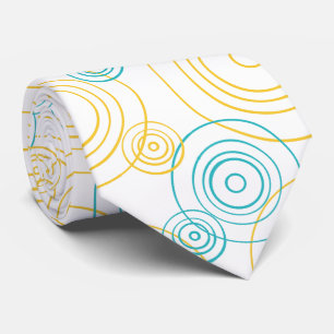 Cravate Pluie motif ondulé en Turquoise et Jaune