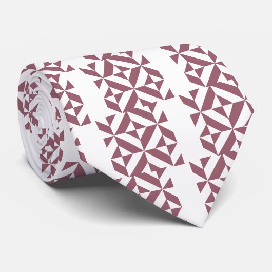 Cravate Plum Geometric Deco Cube Pattern (Roulé)
