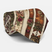 Cravate Plum Roses mécanique Steampunk (Roulé)