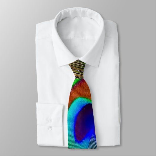 Cravate Plume de paon cuivré vibrant (Attaché)