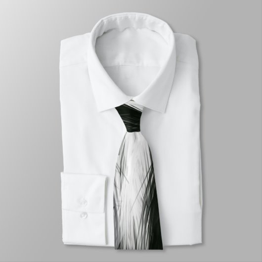 Cravate Plume noire et blanche (Attaché)