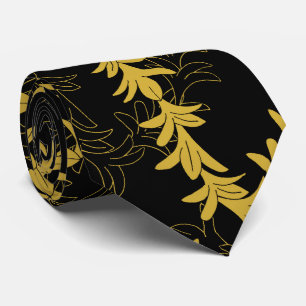 Cravate Plumeria Floral Lei Garland Motif Mariage noir
