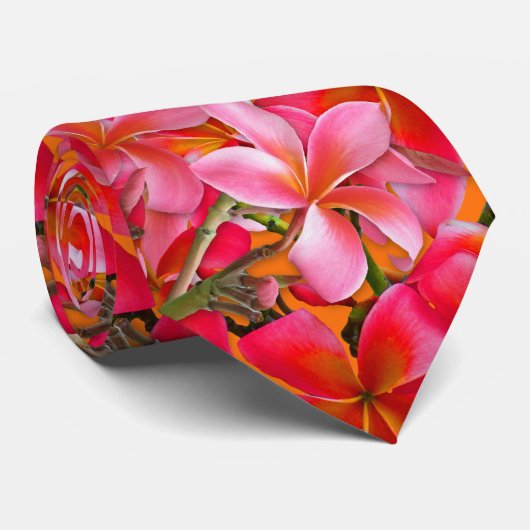 Cravate Plumeria hawaïenne rose vif Imprimer (Roulé)
