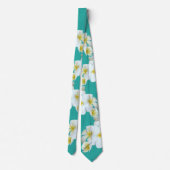 Cravate Plumeria Lagoon Blue-Green Hawaiian Flowers Cravat (Dos)