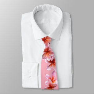 Cravate Plumeria rose Frangipani Unisex