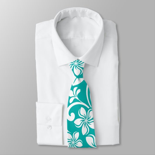 CRAVATE PLUMÉRIE DE L'ÎLE (TURQUOISE) (Attaché)