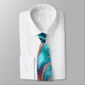 Cravate Plumes Abstraites vives Turquoise & Violet (Attaché)