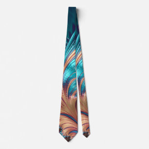 Cravate Plumes Abstraites vives Turquoise & Violet