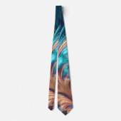 Cravate Plumes Abstraites vives Turquoise & Violet (Dos)