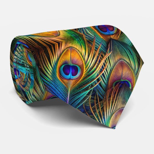 Cravate Plumes arc-en-ciel (Roulé)