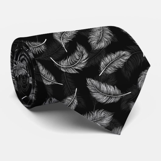 Cravate Plumes blanches (Roulé)