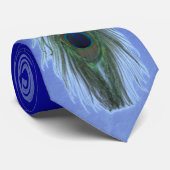 Cravate Plumes bleu Peacock (Roulé)