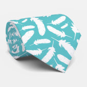 Cravate Plumes de canard blanc Turquoise (Roulé)