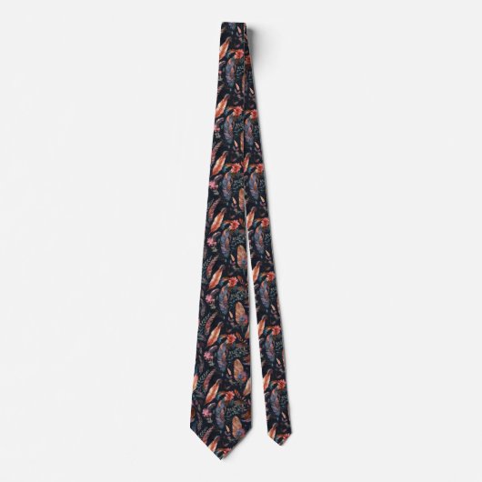 Cravate Plumes et fleurs de Boho cool (Devant)