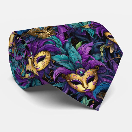 Cravate Plumes et Masques de Mardi Gras Collier (Roulé)